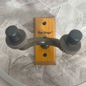 Top Stage Guitar Wall Hanger Adjustable Yoke Wood Base Holder 7”x4”